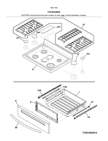 Top / Drawer parts for Kenmore Range 790.74457810 (79074457810, 790 74457810) from AppliancePartsPros.com