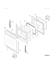 Door parts for Kenmore Range 790.77442801 (79077442801, 790 77442801) from AppliancePartsPros.com