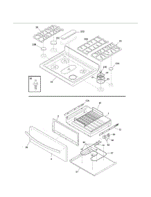 Top / Drawer parts for Kenmore Range 790.77533806 (79077533806, 790 77533806) from AppliancePartsPros.com