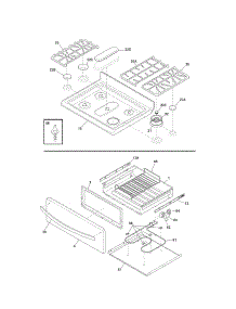 Top / Drawer parts for Kenmore Range 790.77543806 (79077543806, 790 77543806) from AppliancePartsPros.com