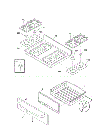 Top / Drawer parts for Kenmore Range 790.78573409 (79078573409, 790 78573409) from AppliancePartsPros.com