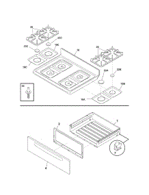 Top / Drawer parts for Kenmore Range 790.78579409 (79078579409, 790 78579409) from AppliancePartsPros.com