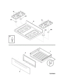 Top / Drawer parts for Kenmore Range 790.78619401 (79078619401, 790 78619401) from AppliancePartsPros.com