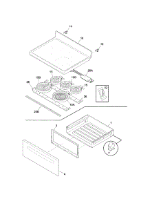 Top / Drawer parts for Kenmore Range 790.97459802 (79097459802, 790 97459802) from AppliancePartsPros.com