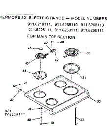 Main Top Section parts for Kenmore Range 911.6218111 (9116218111, 911 6218111) from AppliancePartsPros.com