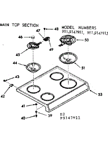 Main Top Section parts for Kenmore Range 911.9147911 (9119147911, 911 9147911) from AppliancePartsPros.com