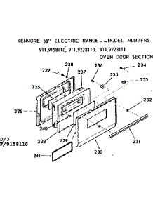 Oven Door Section parts for Kenmore Range 911.9158110 (9119158110, 911 9158110) from AppliancePartsPros.com