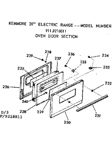 Oven Door Section parts for Kenmore Range 911.9218011 (9119218011, 911 9218011) from AppliancePartsPros.com