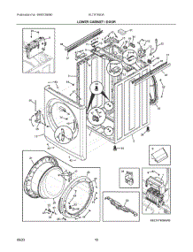 05 - Lower Cabinet  /  Door parts for Electrolux Dryer ELTE7600AW0 from AppliancePartsPros.com