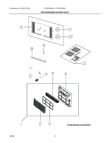 02 - Recommended Spare Parts parts for Electrolux Air Conditioner FFRE083WA10 from AppliancePartsPros.com