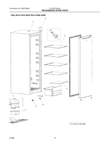 02 - Recommened Spare Parts parts for Electrolux Freezer FFUE0726AW from AppliancePartsPros.com