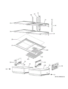 Refrigerator Shelves parts for Ge Refrigerator CQE28DM5NBS5 from AppliancePartsPros.com