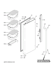 Fresh Food Door - Lh parts for Ge Refrigerator CWE19SP4NNW2 from AppliancePartsPros.com