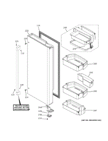 Fresh Food Door Rh parts for Ge Refrigerator CWE23SP2MLS1 from AppliancePartsPros.com