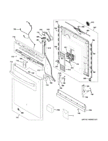 Escutcheon Door Assembly parts for Ge Dishwasher DDT700SMN8ES from AppliancePartsPros.com