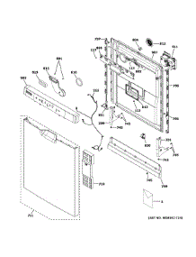 Escutcheon Door Assembly parts for Ge Dishwasher GDF565SSN3SS from AppliancePartsPros.com
