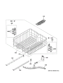 Upper Rack Assembly parts for Ge Dishwasher GDT550PMR6ES from AppliancePartsPros.com