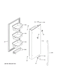 Fresh Food Door Rh parts for Ge Refrigerator GNE25JGKYFWW from AppliancePartsPros.com