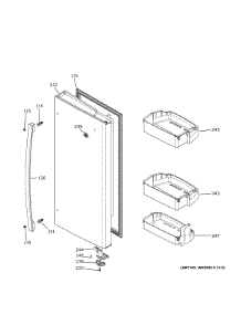 Fresh Food Door Rh parts for Ge Refrigerator GNE29GYNEFS from AppliancePartsPros.com