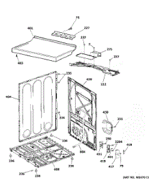 Cabinet Top Panel parts for Ge Dryer GTDP490ED4WS from AppliancePartsPros.com