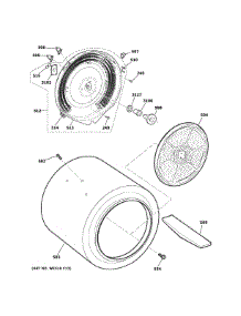 Drum parts for Ge Dryer GTDP490ED4WS from AppliancePartsPros.com