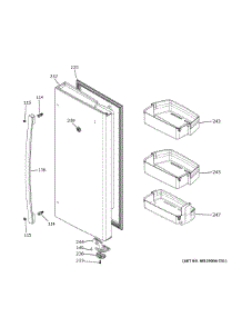 Fresh Food Door Rh parts for Ge Refrigerator GWE23GMNBES from AppliancePartsPros.com