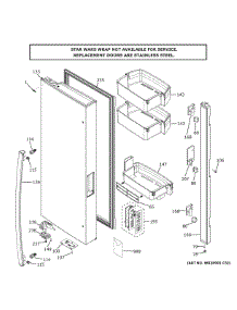 Fresh Food Door Lh parts for Ge Refrigerator PWE23SWNBII from AppliancePartsPros.com