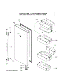 Fresh Food Door Rh parts for Ge Refrigerator PWE23SWNBII from AppliancePartsPros.com