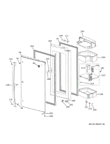 Refrigerator Door Rh parts for Ge Refrigerator PXD22BYPCFS from AppliancePartsPros.com