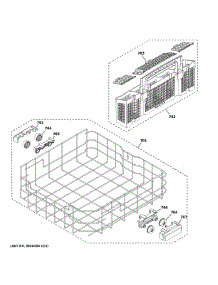 Lower Rack Assembly parts for Ge Dishwasher XDF400PSN5SS from AppliancePartsPros.com
