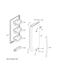 Fresh Food Door Rh parts for Ge Refrigerator XFE26JSMBFSS from AppliancePartsPros.com