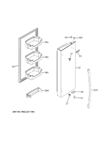 Fresh Food Door Rh parts for Ge Refrigerator XFE26JSMWFSS from AppliancePartsPros.com