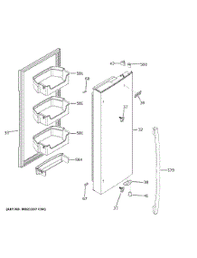 Fresh Food Door Rh parts for Ge Refrigerator XNE25JGKXFWW from AppliancePartsPros.com