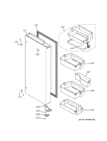 Fresh Food Door Rh parts for Ge Refrigerator ZWE23NSYBSS from AppliancePartsPros.com