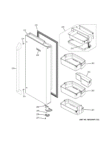 Fresh Food Door Rh parts for Ge Refrigerator ZWE23PSHRSS from AppliancePartsPros.com