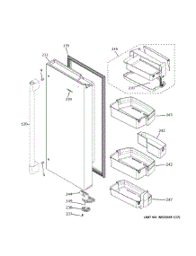 Fresh Food Door Rh parts for Ge Refrigerator ZWE23PSNESS from AppliancePartsPros.com