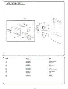 Dispenser Parts parts for Lg Refrigerator 75053 from AppliancePartsPros.com