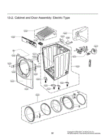 13-2. Cabinet And Door Assembly: Electric Type parts for Lg Dryer DLE3400WL from AppliancePartsPros.com
