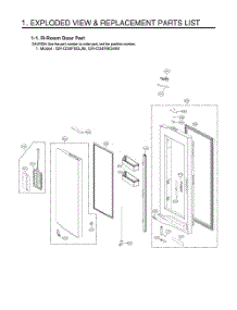 Diagram 1 parts for Lg Refrigerator GR-D34FBGJM from AppliancePartsPros.com