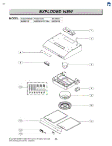 Exploded View parts for Lg Range Hood HUEZ3613S from AppliancePartsPros.com