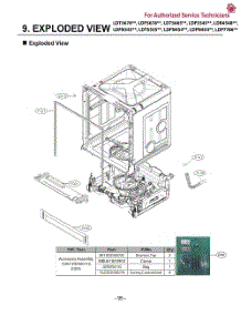 Exploded View parts for Lg Dishwasher LDP7786BD from AppliancePartsPros.com