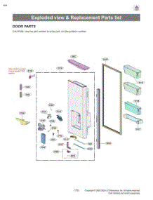Exploded View & Replacement Parts List parts for Lg Refrigerator LRYKC2606D from AppliancePartsPros.com