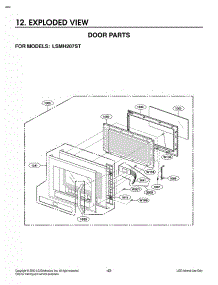 Exploded View Door Parts parts for Lg Microwave LSMH207ST from AppliancePartsPros.com