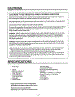 Cautions / Specifications