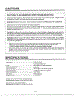 Cautions / Specifications