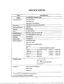 Specifications parts for Lg Microwave MA-1905B from AppliancePartsPros.com
