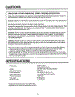 Cautions / Specifications