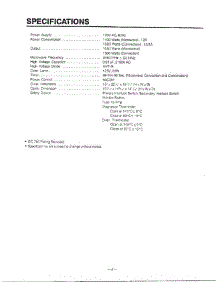 Specifications parts for Lg Microwave MH-1355M from AppliancePartsPros.com