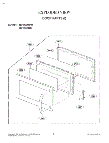 Exploded View Door Parts I parts for Lg Microwave MV1608WW from AppliancePartsPros.com
