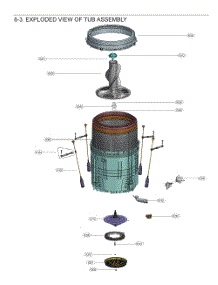 Exploded View Of Tub Assembly parts for Lg Washer WT8205CL from AppliancePartsPros.com